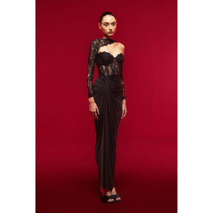 SOTBELLA Black One-Shoulder Lace Dress