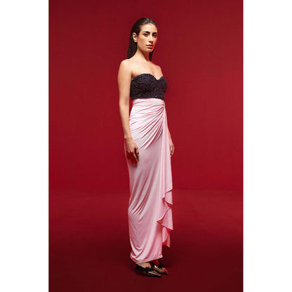 SOTBELLA Pink Black Sequin Bust Dress