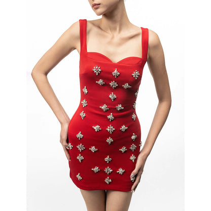 SOTBELLA Embellished Red Dress