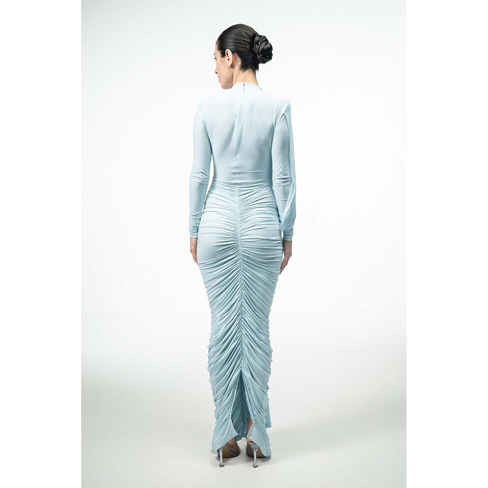 SOTBELLA Ice Blue Draped Dress