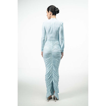 SOTBELLA Ice Blue Draped Dress