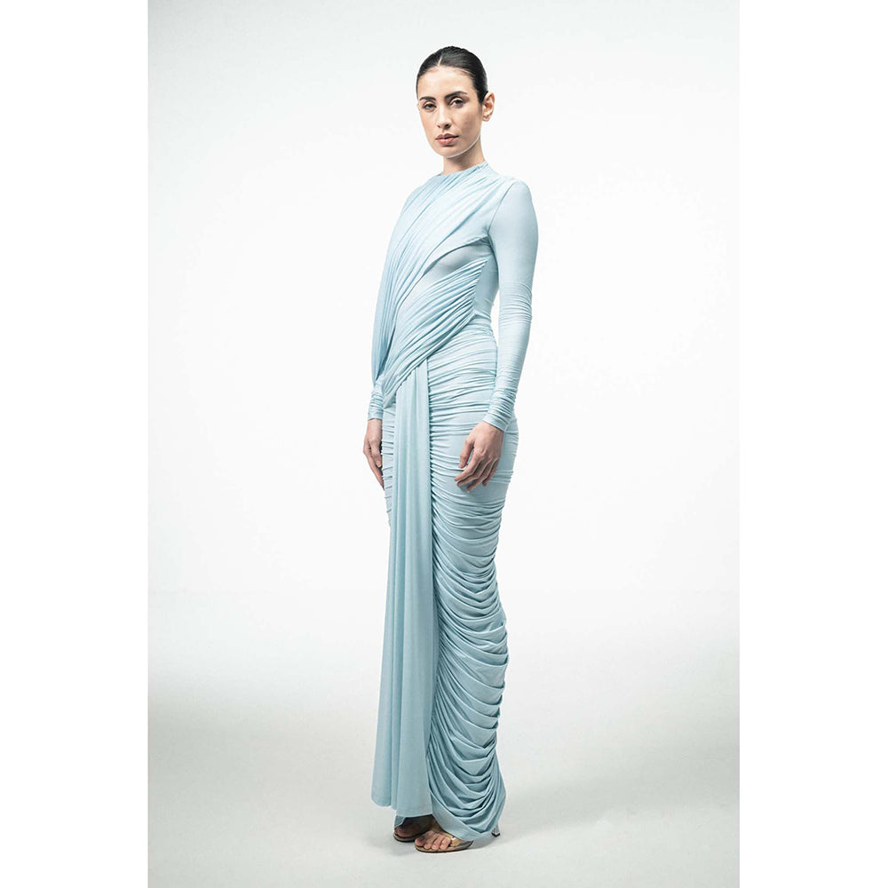 SOTBELLA Ice Blue Draped Dress