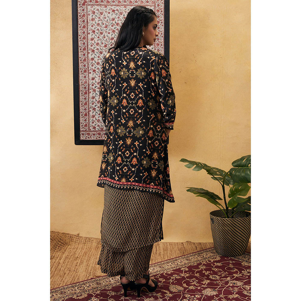 Soup by Sougat Paul Zahra Printed Kurta with Jacket (Set of 3)