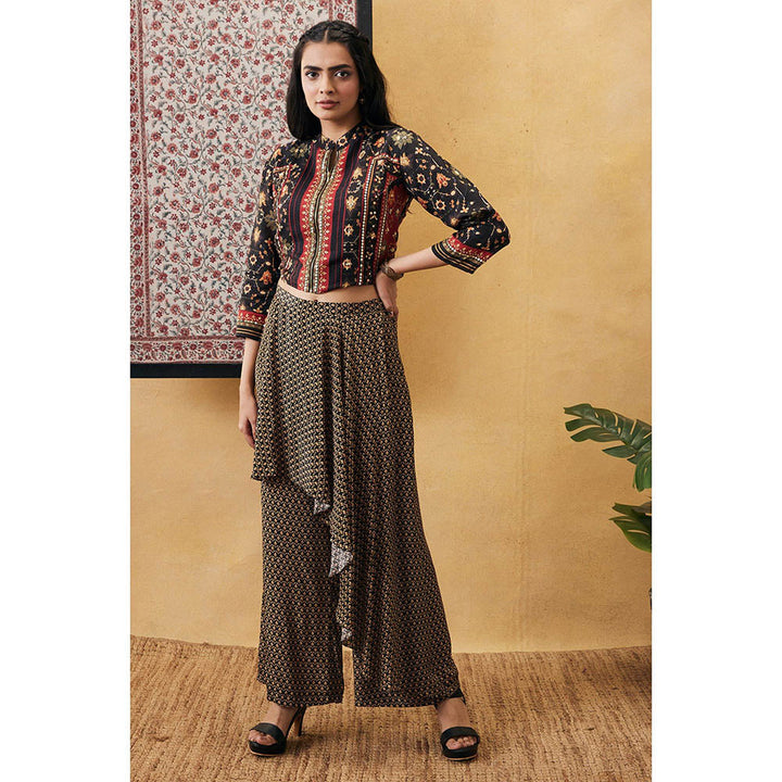 Soup by Sougat Paul Zahra Embroidered Top with Drape Pants (Set of 2)