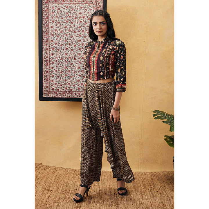 Soup by Sougat Paul Zahra Embroidered Top with Drape Pants (Set of 2)