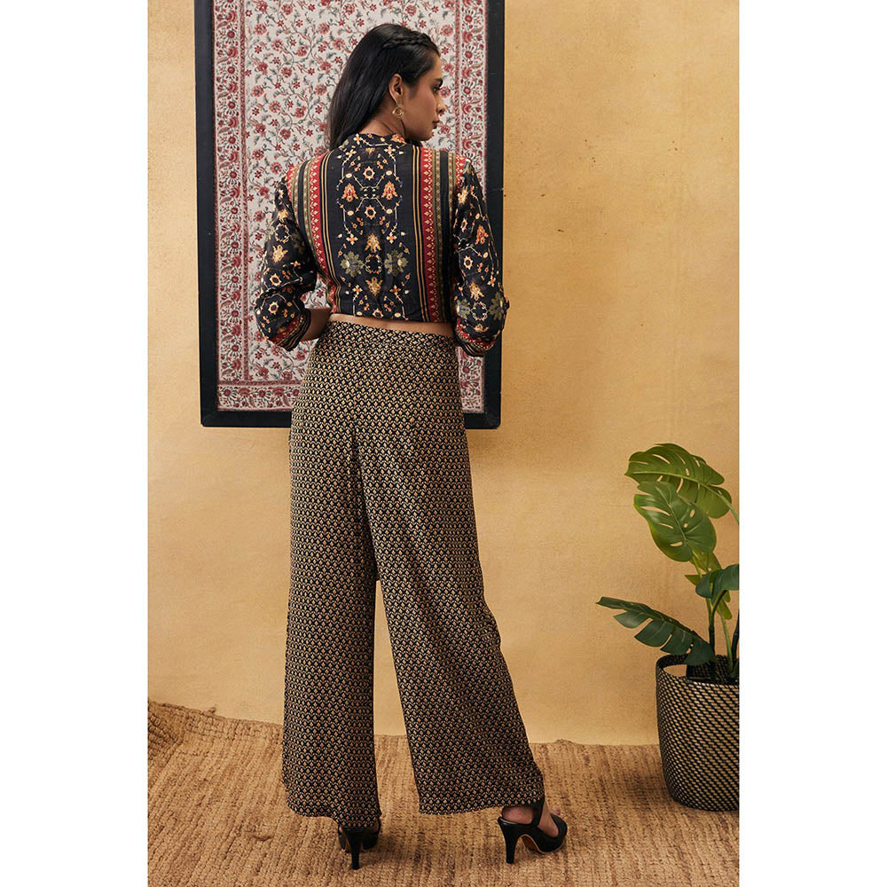 Soup by Sougat Paul Zahra Embroidered Top with Drape Pants (Set of 2)