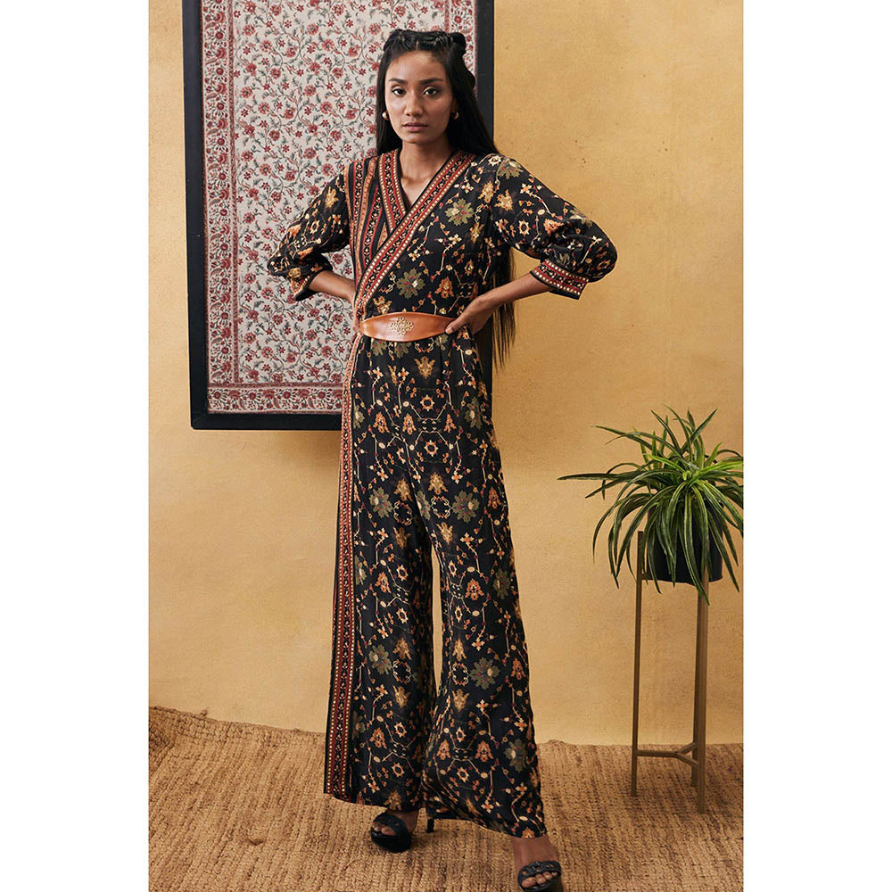 Soup by Sougat Paul Zahra Printed Overlap Jumpsuit with Belt (Set of 2)