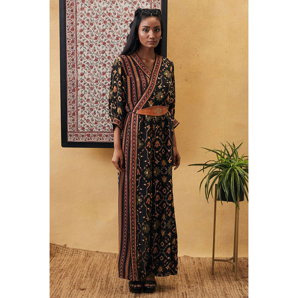 Soup by Sougat Paul Zahra Printed Overlap Jumpsuit with Belt (Set of 2)