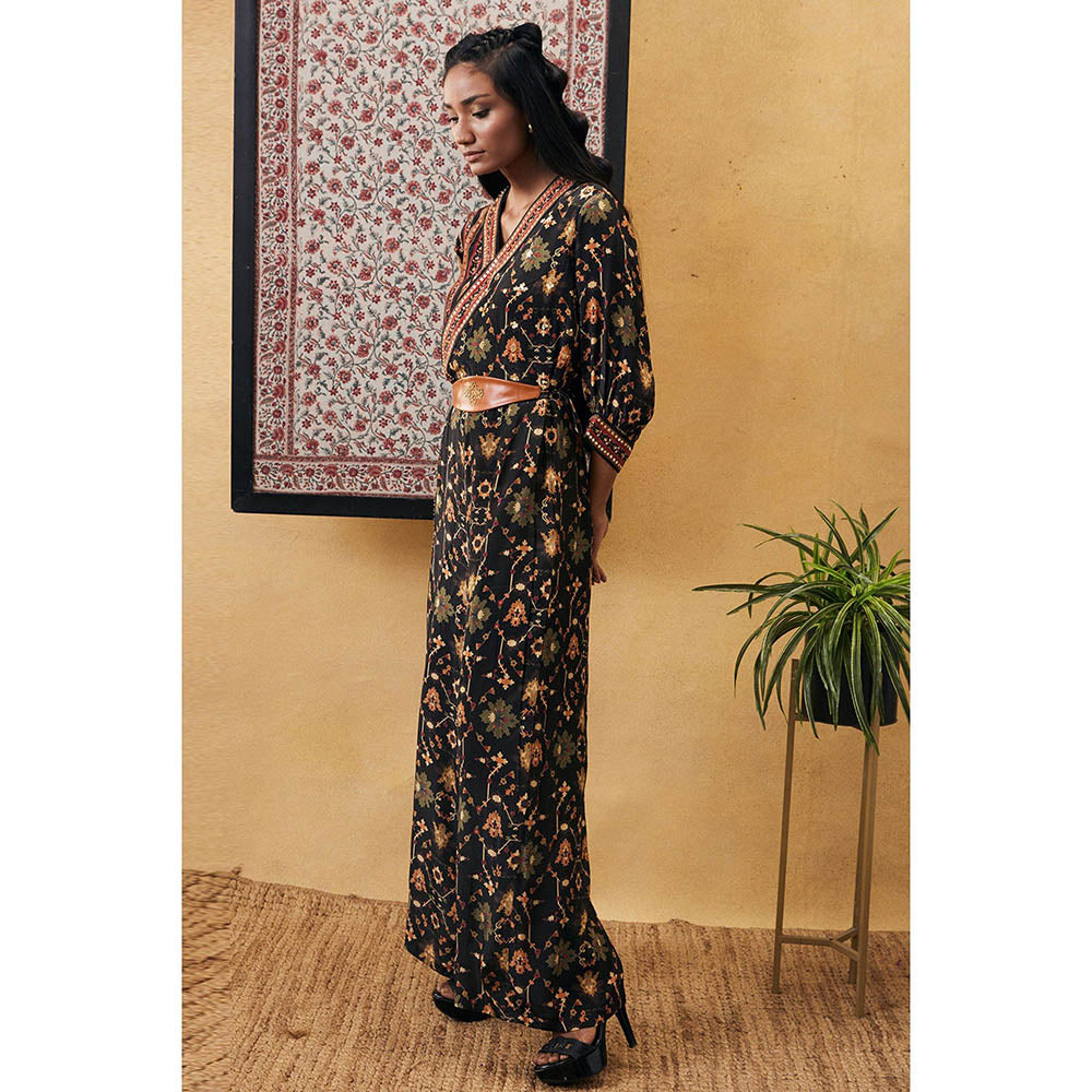 Soup by Sougat Paul Zahra Printed Overlap Jumpsuit with Belt (Set of 2)