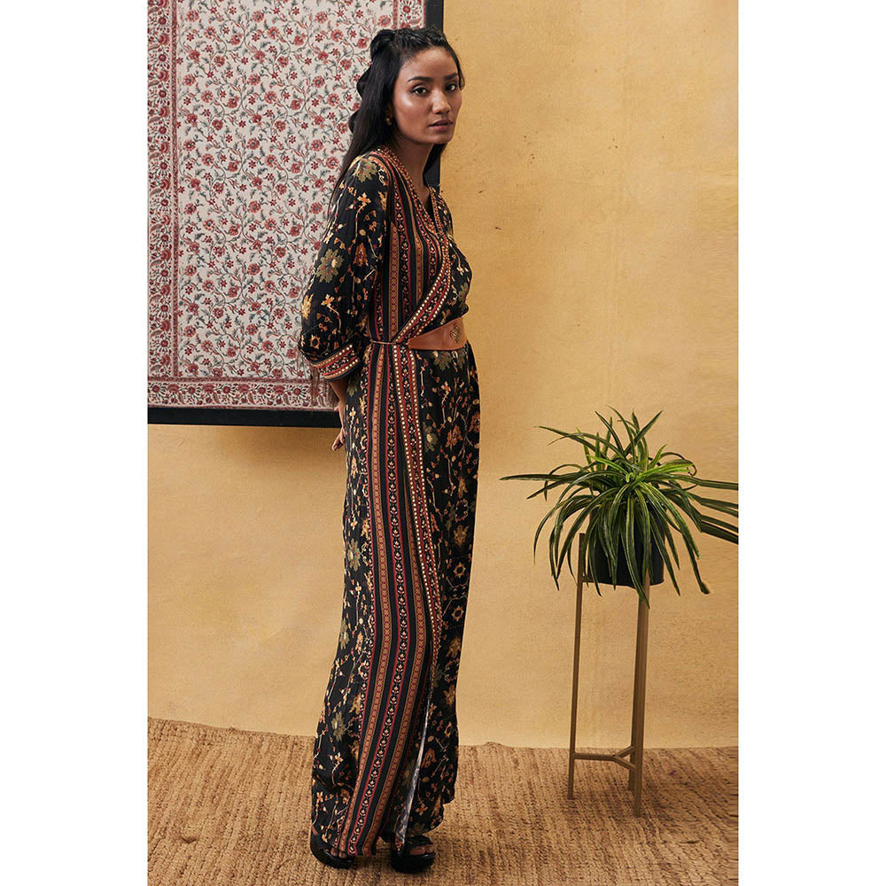 Soup by Sougat Paul Zahra Printed Overlap Jumpsuit with Belt (Set of 2)