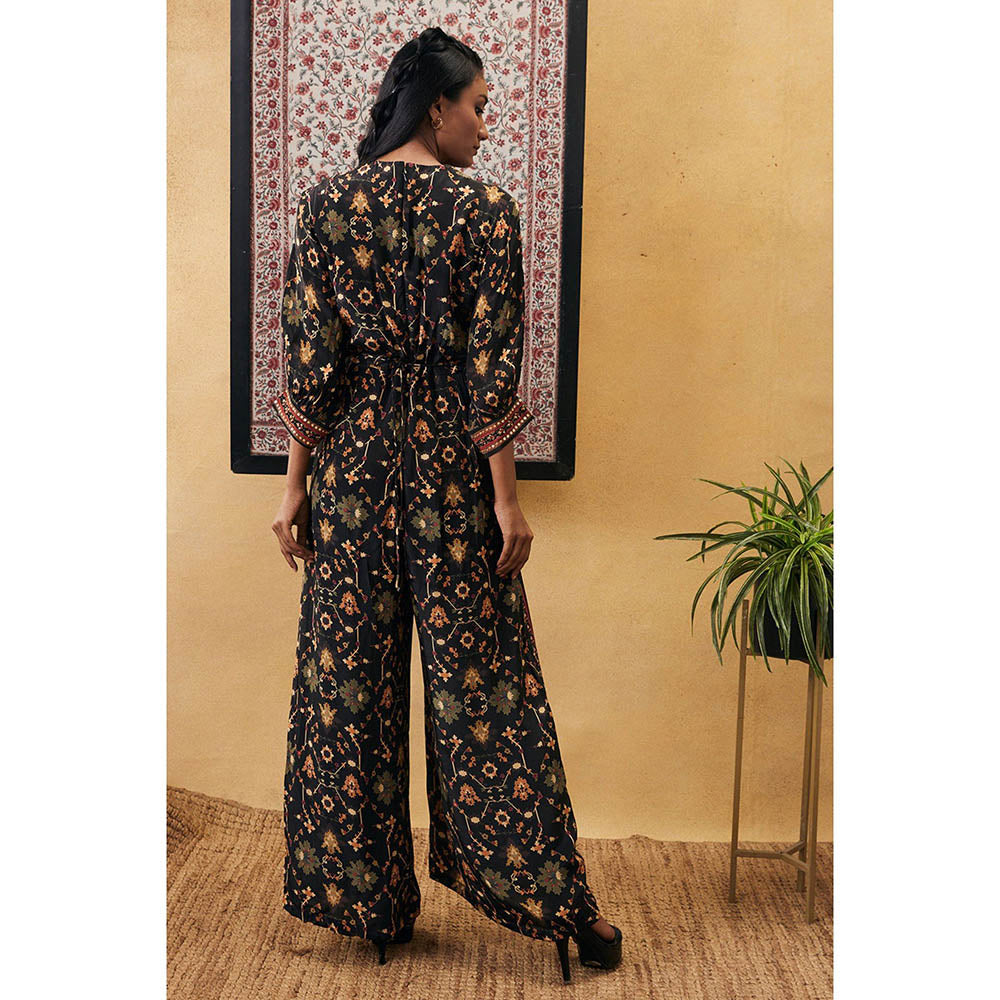 Soup by Sougat Paul Zahra Printed Overlap Jumpsuit with Belt (Set of 2)