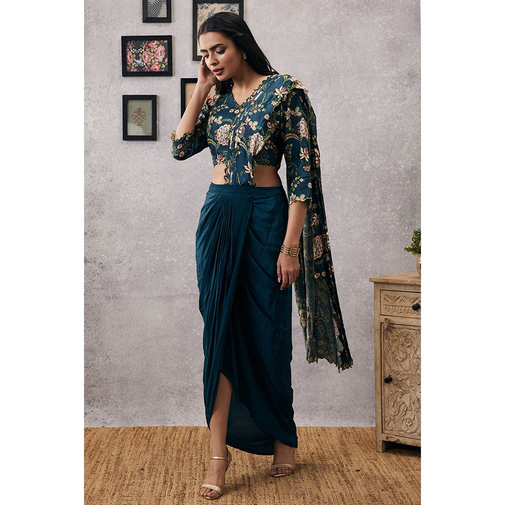 Soup by Sougat Paul Mehr Cutwork Pre-Draped Saree with Stitched Blouse