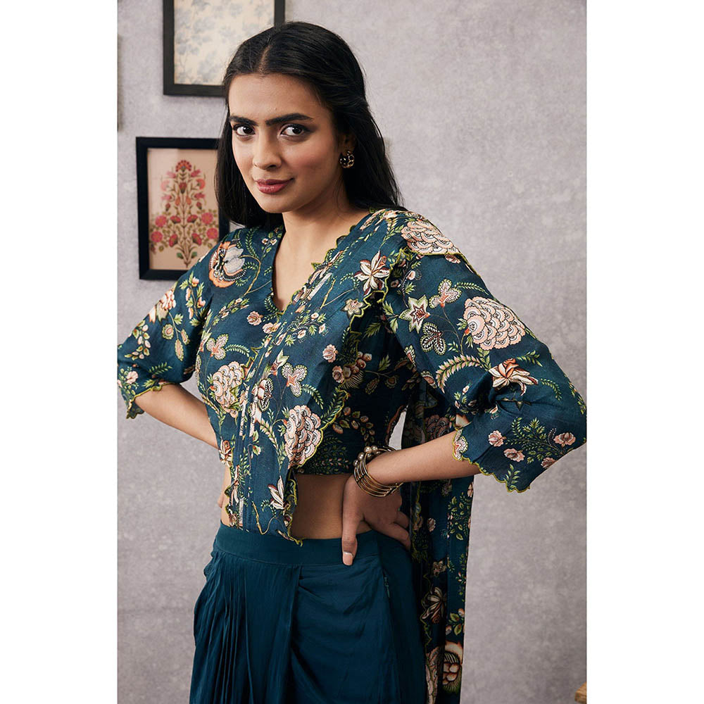 Soup by Sougat Paul Mehr Cutwork Pre-Draped Saree with Stitched Blouse