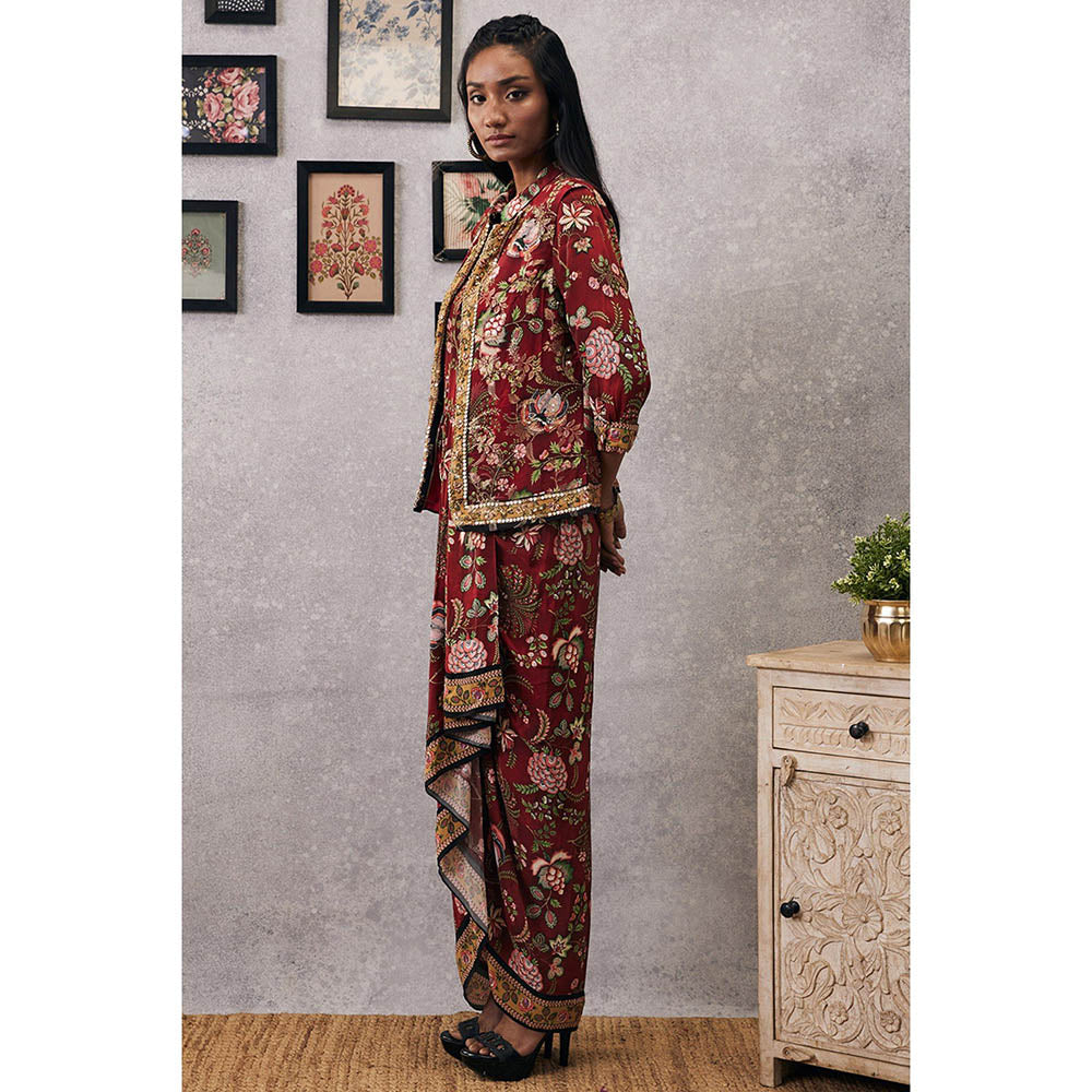 Soup by Sougat Paul Mehr Printed Drape Dress with Jacket (Set of 2)