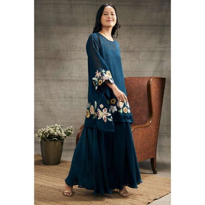 Soup by Sougat Paul Gulista Blue Patch Work Co-Ord (Set of 3)
