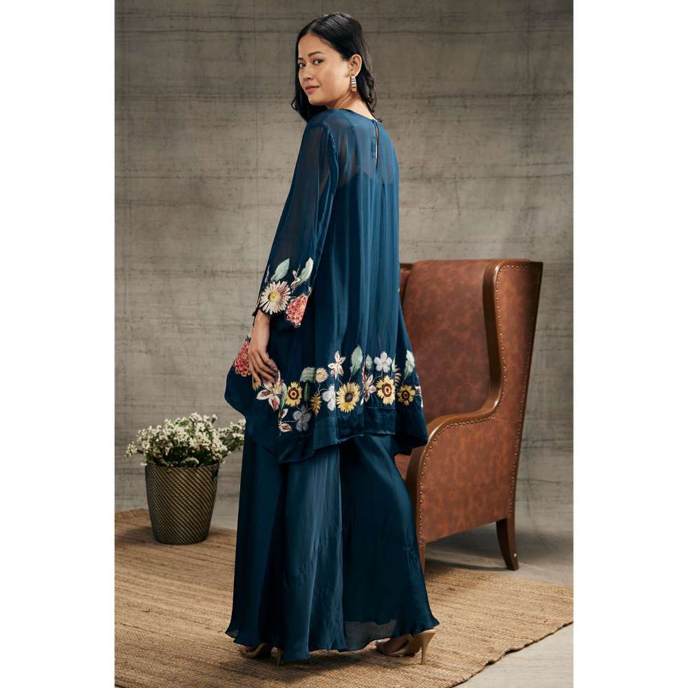 Soup by Sougat Paul Gulista Blue Patch Work Co-Ord (Set of 3)