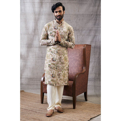 Soup by Sougat Paul Mehr Beige Printed Kurta (Set of 2)