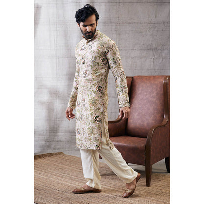 Soup by Sougat Paul Mehr Beige Printed Kurta (Set of 2)