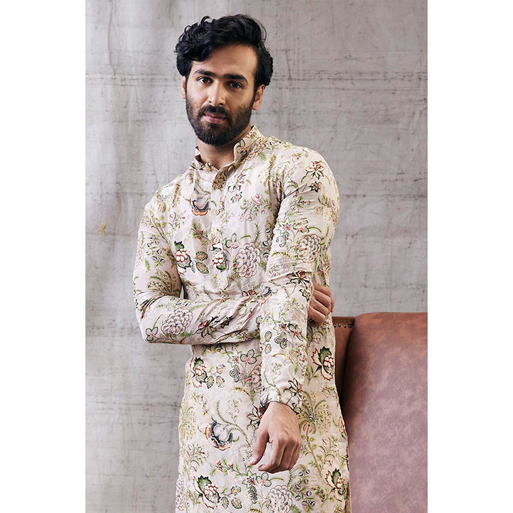 Soup by Sougat Paul Mehr Beige Printed Kurta (Set of 2)
