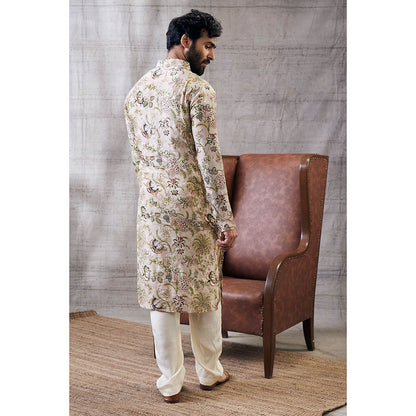 Soup by Sougat Paul Mehr Beige Printed Kurta (Set of 2)