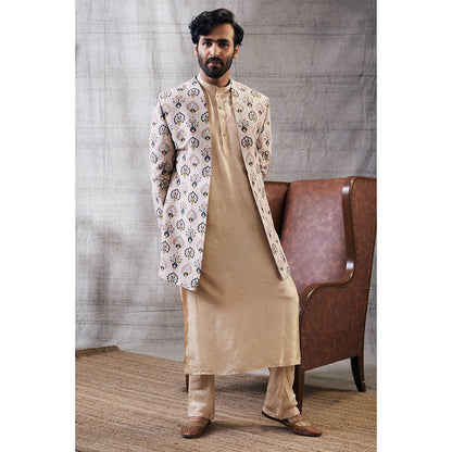 Soup by Sougat Paul Sarouk Printed Longline Jacket with Kurta (Set of 3)