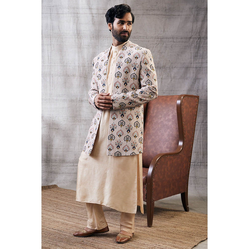 Soup by Sougat Paul Sarouk Printed Longline Jacket with Kurta (Set of 3)
