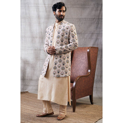 Soup by Sougat Paul Sarouk Printed Longline Jacket with Kurta (Set of 3)