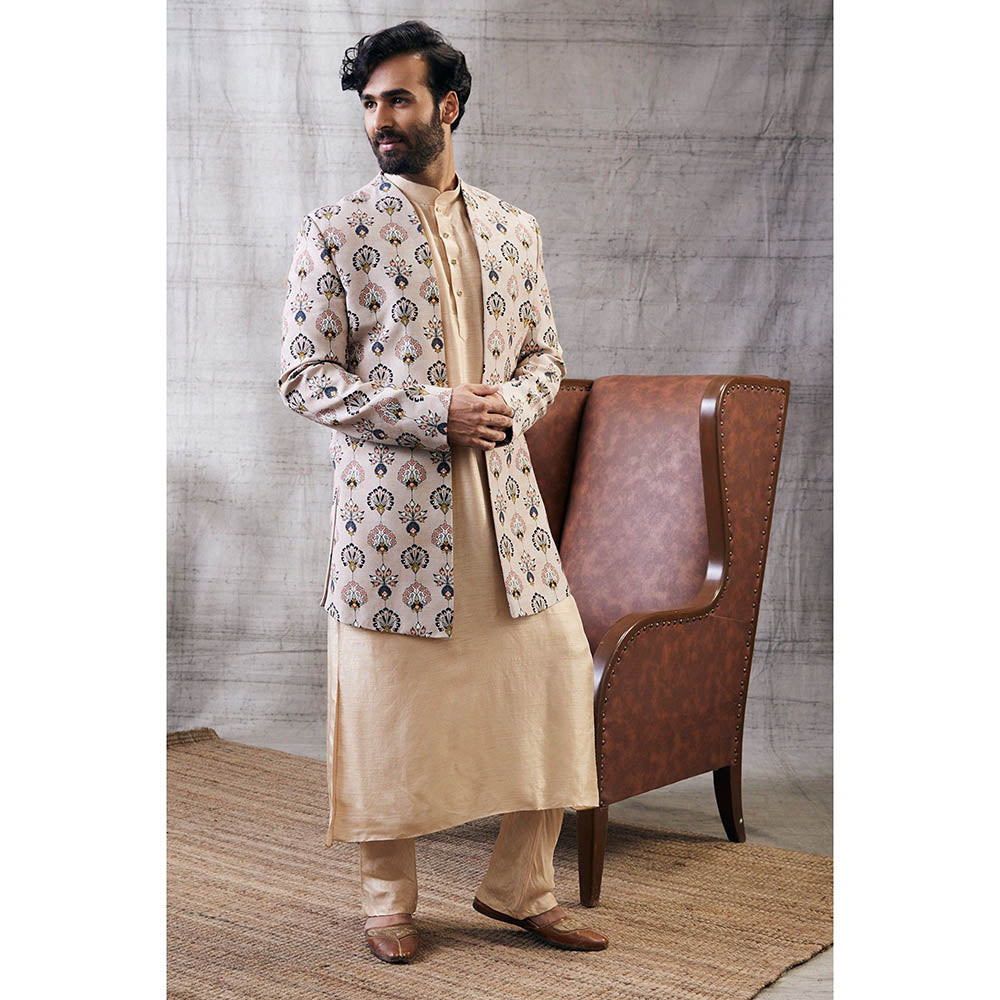 Soup by Sougat Paul Sarouk Printed Longline Jacket with Kurta (Set of 3)