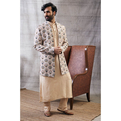 Soup by Sougat Paul Sarouk Printed Longline Jacket with Kurta (Set of 3)
