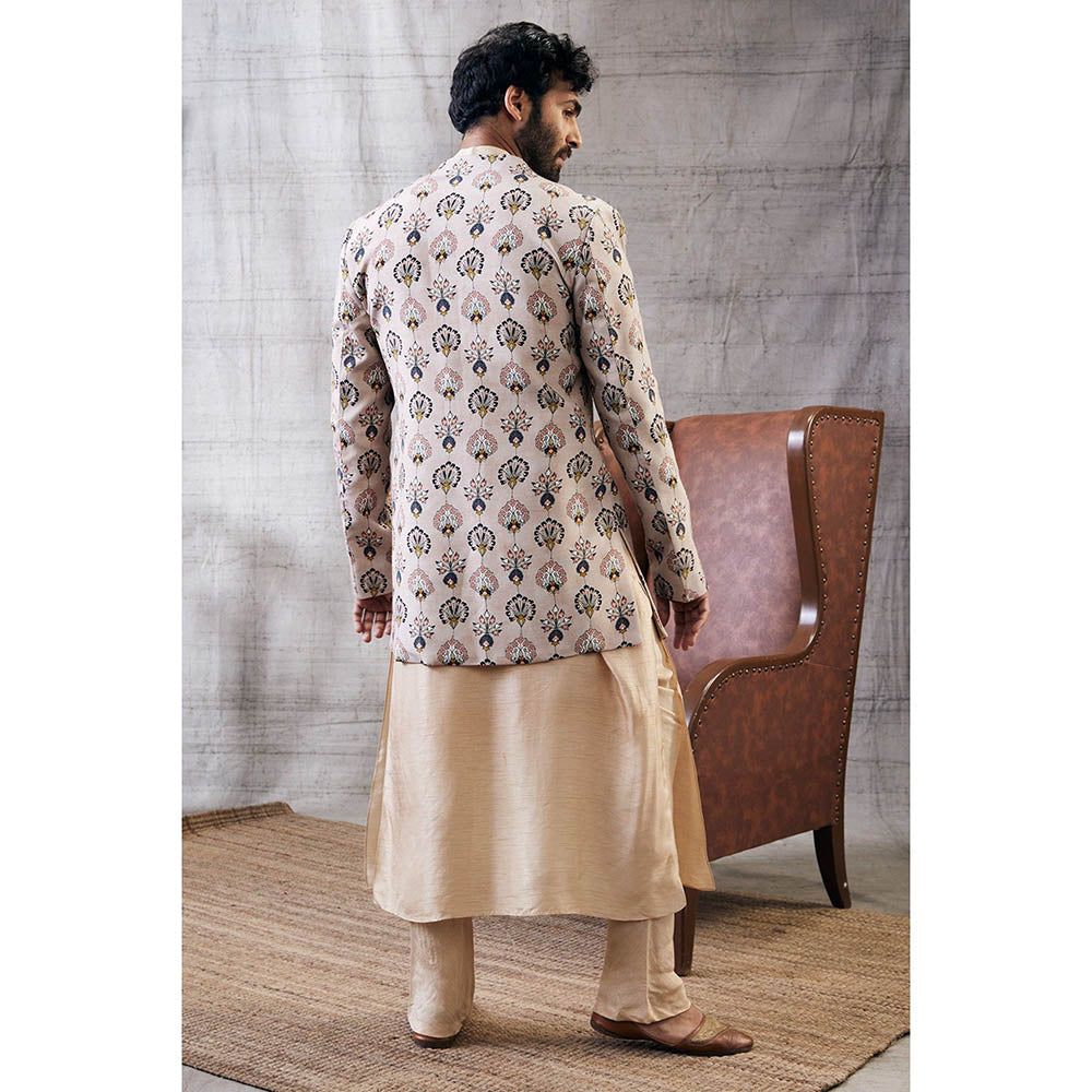Soup by Sougat Paul Sarouk Printed Longline Jacket with Kurta (Set of 3)