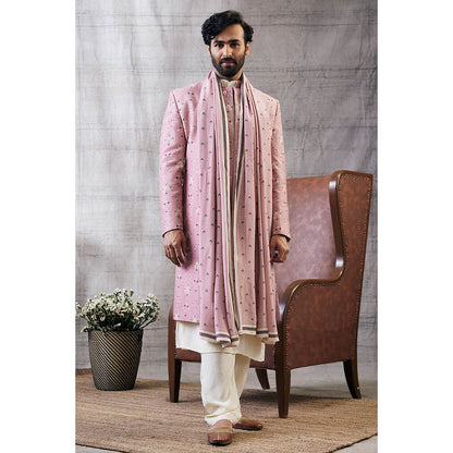 Soup by Sougat Paul Sarouk Pink Printed Sherwani (Set of 4)