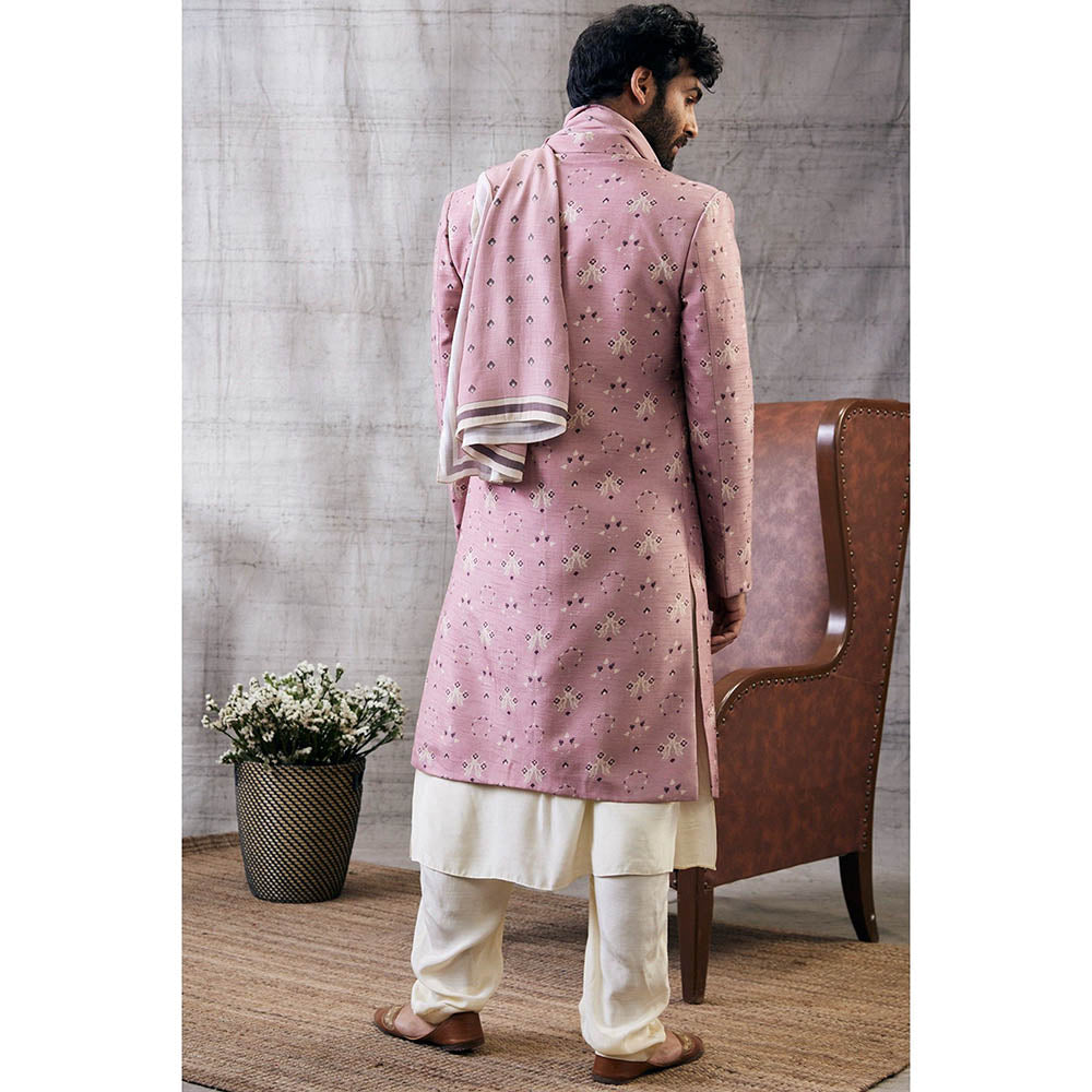 Soup by Sougat Paul Sarouk Pink Printed Sherwani (Set of 4)
