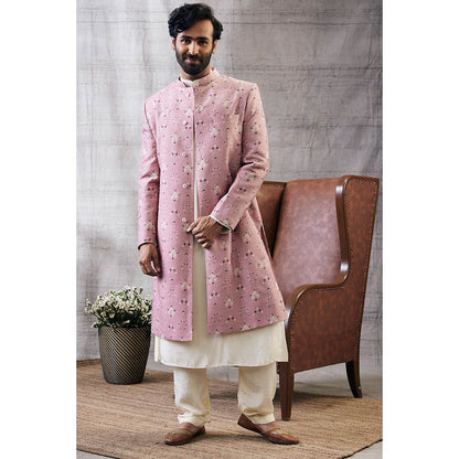 Soup by Sougat Paul Sarouk Pink Printed Sherwani (Set of 4)