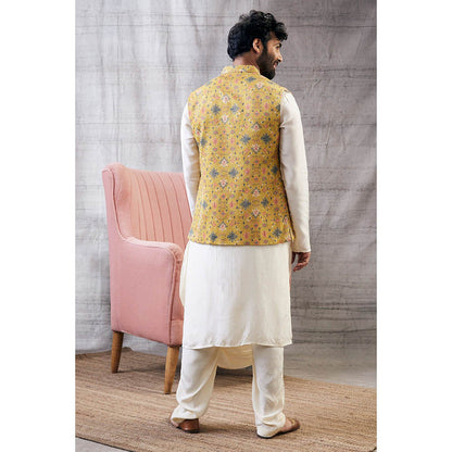 Soup by Sougat Paul Zahra Sequin Bundi with Drape Kurta (Set of 3)