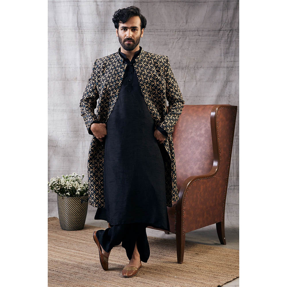 Soup by Sougat Paul Zahra Printed Longline Jacket with Dhoti (Set of 4)