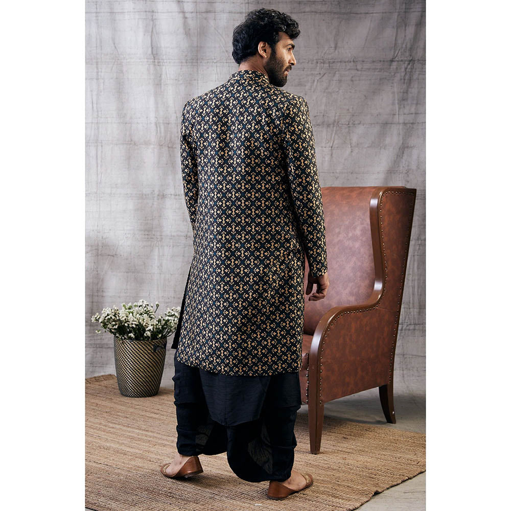 Soup by Sougat Paul Zahra Printed Longline Jacket with Dhoti (Set of 4)