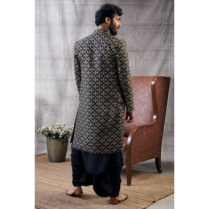 Soup by Sougat Paul Zahra Printed Longline Jacket with Dhoti (Set of 4)