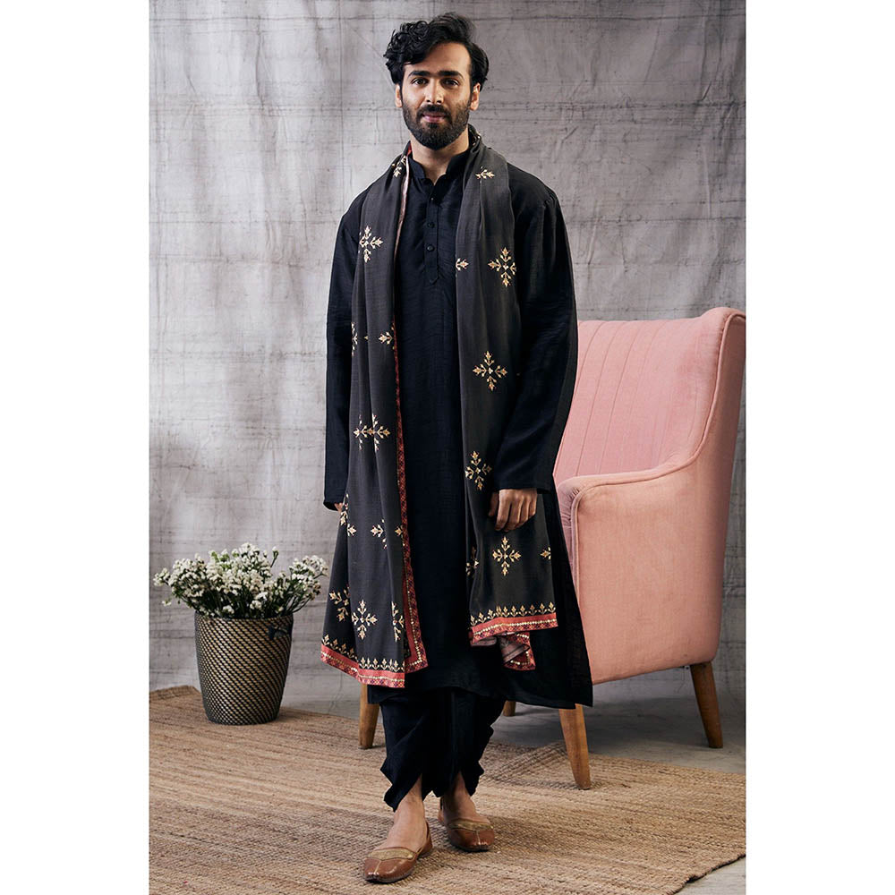 Soup by Sougat Paul Zahra Printed Dhoti with Shawl (Set of 3)