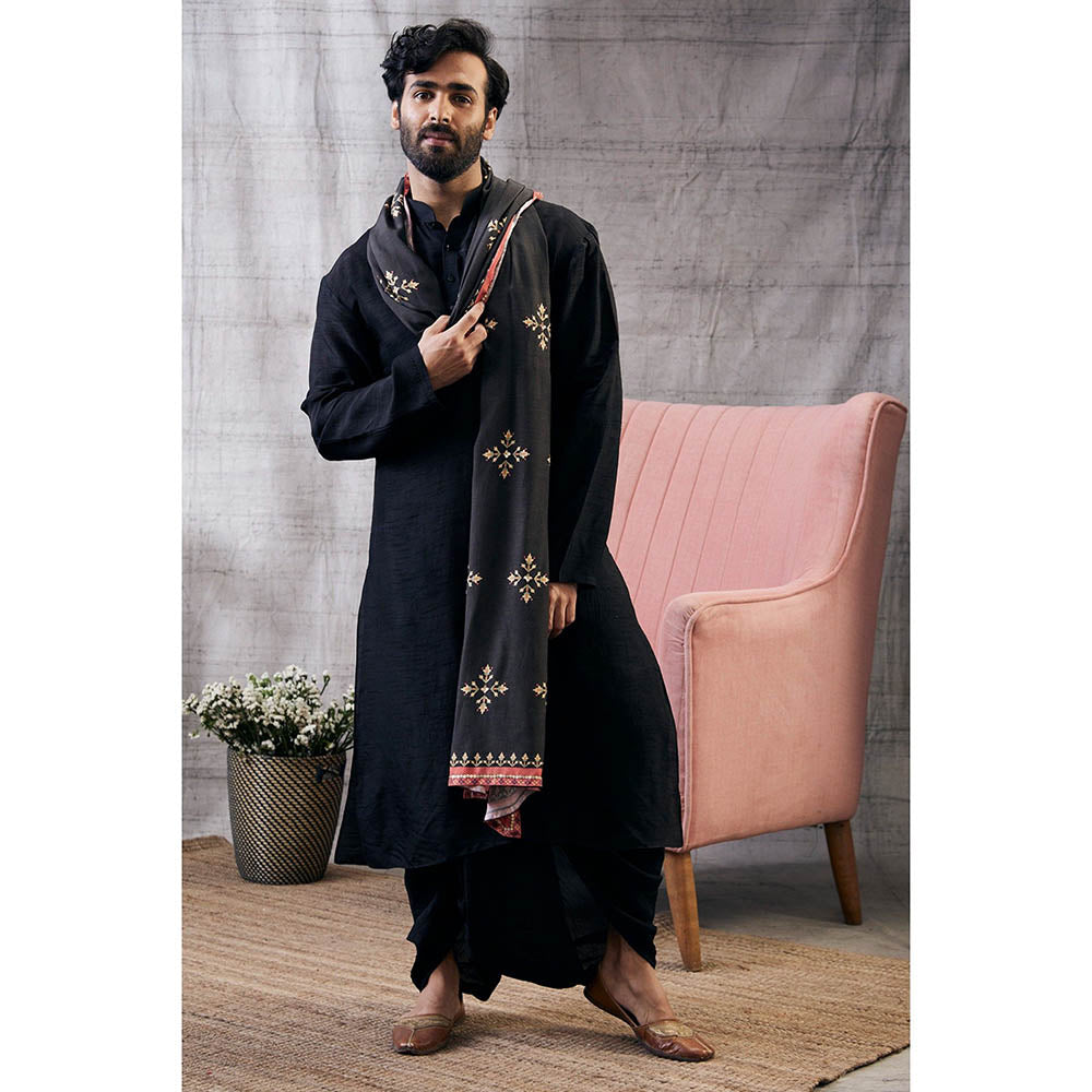 Soup by Sougat Paul Zahra Printed Dhoti with Shawl (Set of 3)