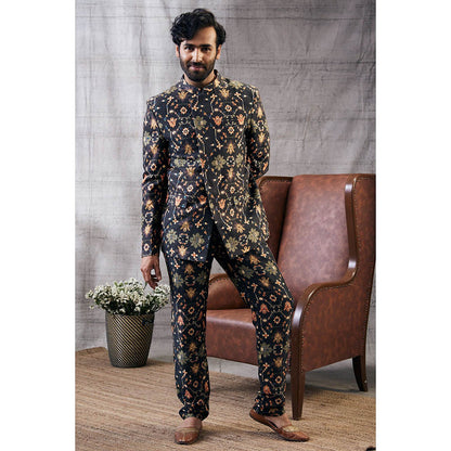 Soup by Sougat Paul Zahra Printed Bandhgala (Set of 2)