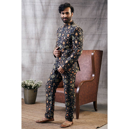 Soup by Sougat Paul Zahra Printed Bandhgala (Set of 2)