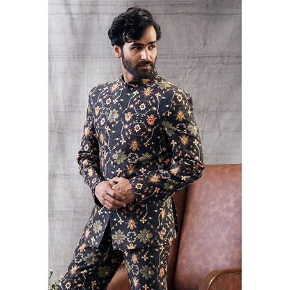 Soup by Sougat Paul Zahra Printed Bandhgala (Set of 2)