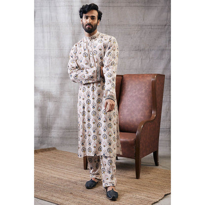 Soup by Sougat Paul Sarouk Beige Printed Kurta (Set of 2)