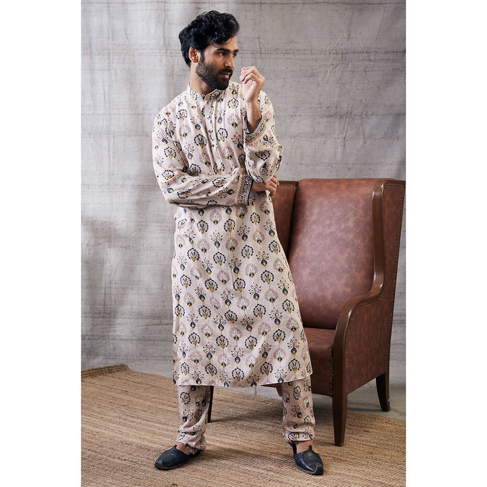 Soup by Sougat Paul Sarouk Beige Printed Kurta (Set of 2)