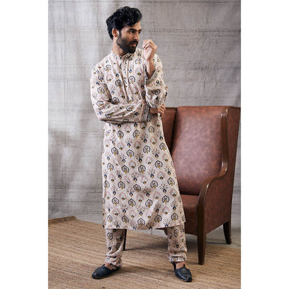 Soup by Sougat Paul Sarouk Beige Printed Kurta (Set of 2)