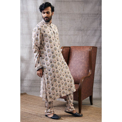 Soup by Sougat Paul Sarouk Beige Printed Kurta (Set of 2)