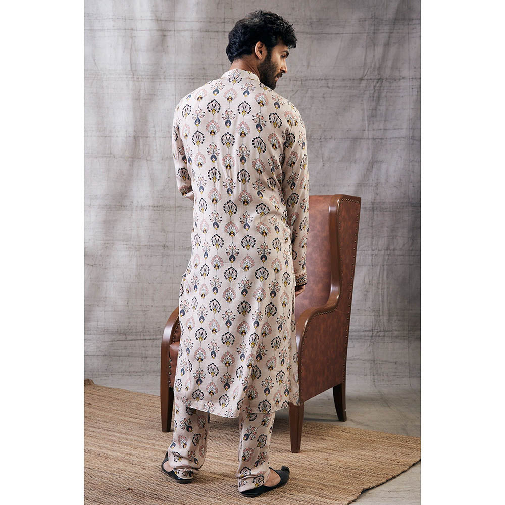 Soup by Sougat Paul Sarouk Beige Printed Kurta (Set of 2)