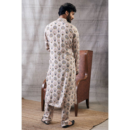 Soup by Sougat Paul Sarouk Beige Printed Kurta (Set of 2)