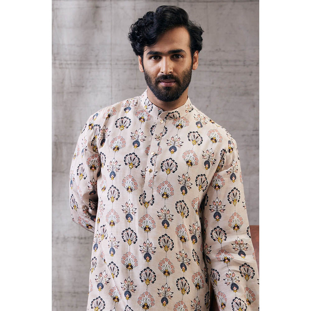 Soup by Sougat Paul Sarouk Beige Printed Kurta (Set of 2)