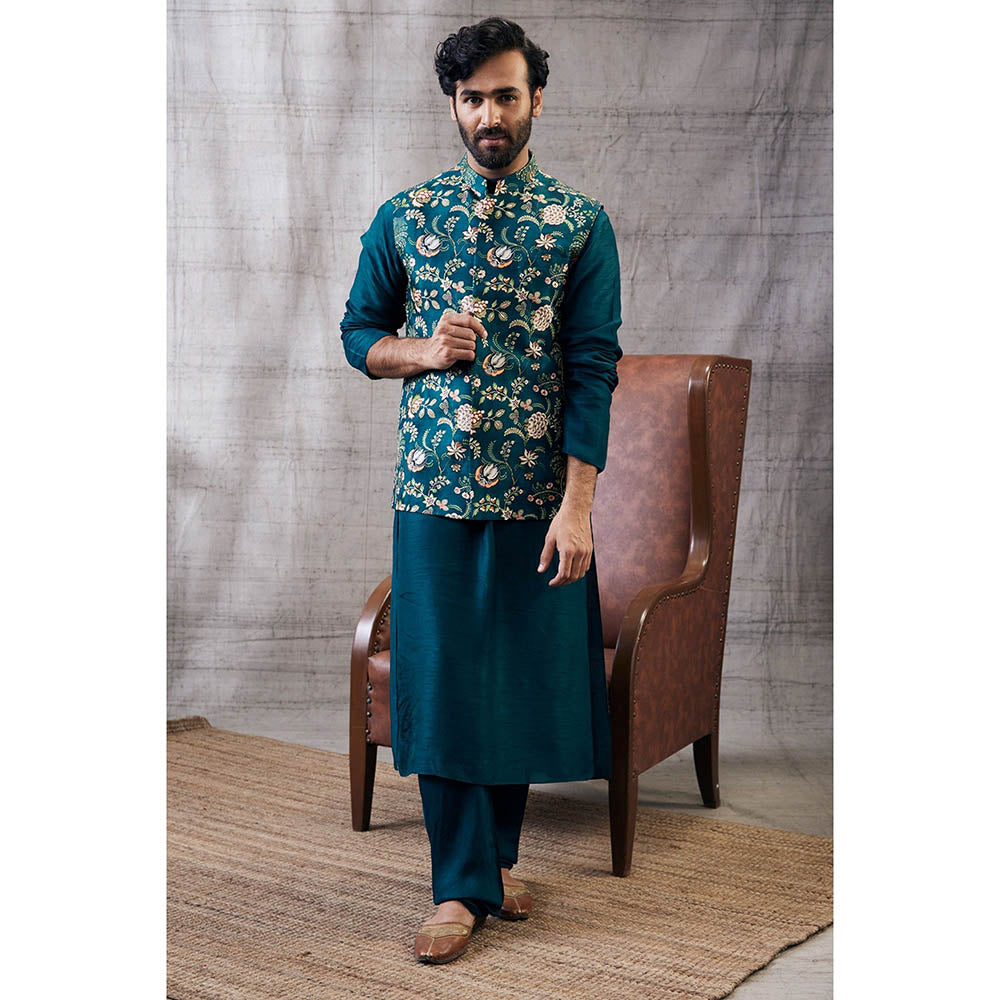 Soup by Sougat Paul Mehr Printed Bundi with Kurta (Set of 3)